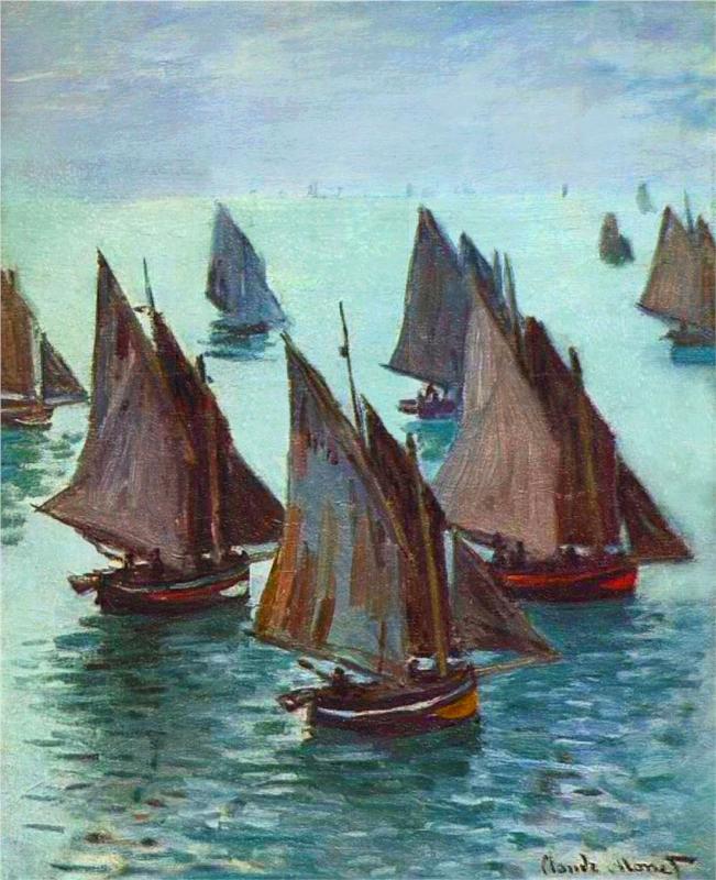 Fishing Boats, Calm Sea - Claude Monet Paintings